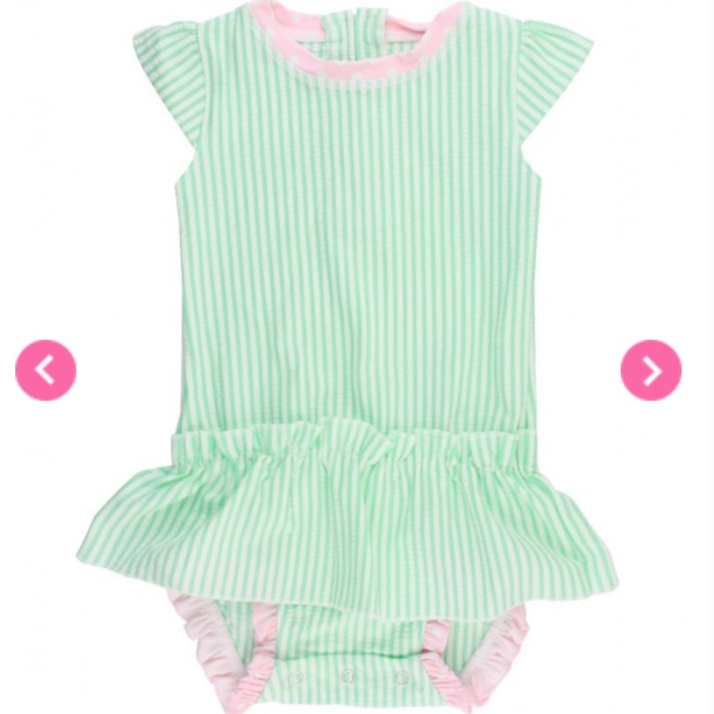Mint seersucker one piece Ruffle Butts 18-24months